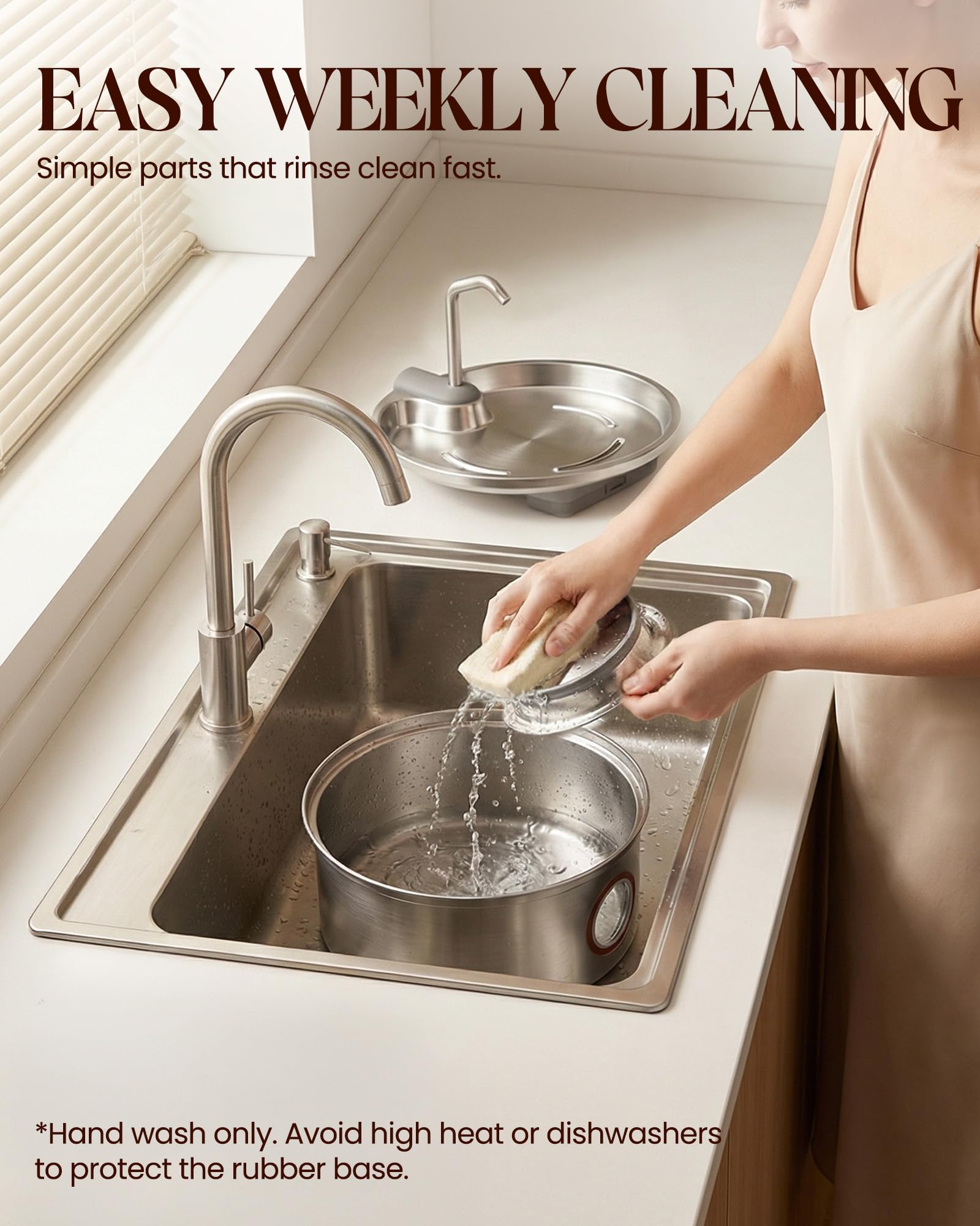 Hicuper removable bowl and lid design for quick refills and cleaning