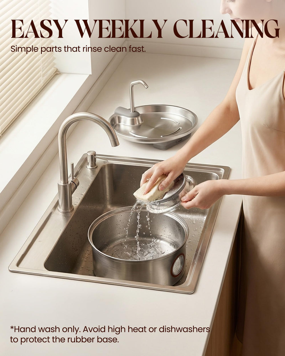Hicuper removable bowl and lid design for quick refills and cleaning