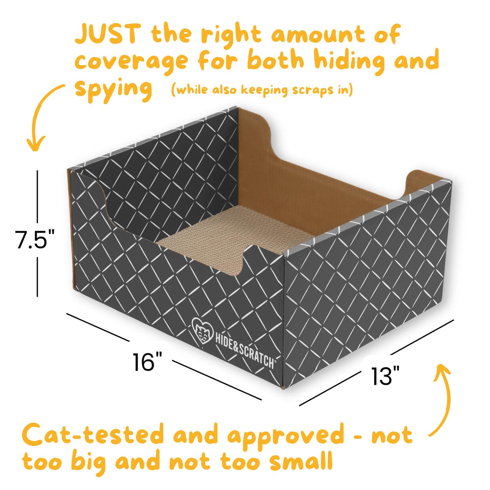 Hide & Scratch corrugated surface image shows heavy-duty cardboard built for indoor cat use