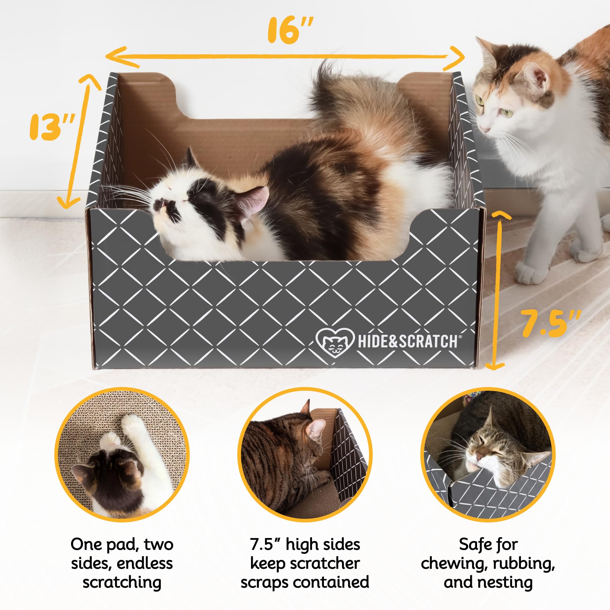 Hide & Scratch refillable scratching board in action offering extended play and furniture protection