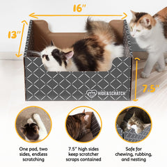 Hide & Scratch refillable scratching board in action offering extended play and furniture protection