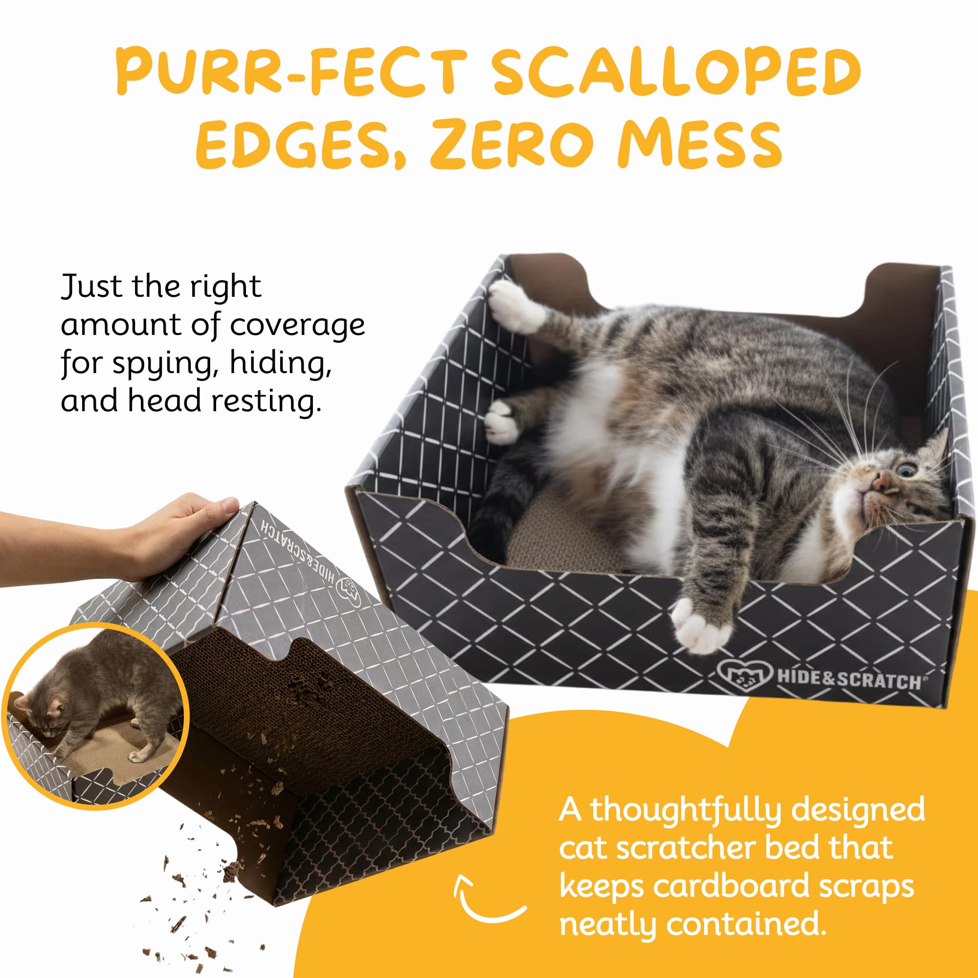 Hide & Scratch scalloped edges provide comfortable face rubs for cats