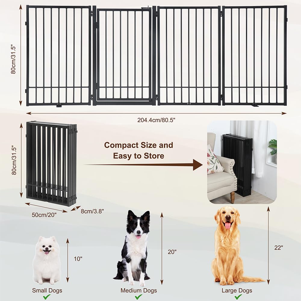 HIDOG folding pet gate with 360-degree hinges for versatile shapes.