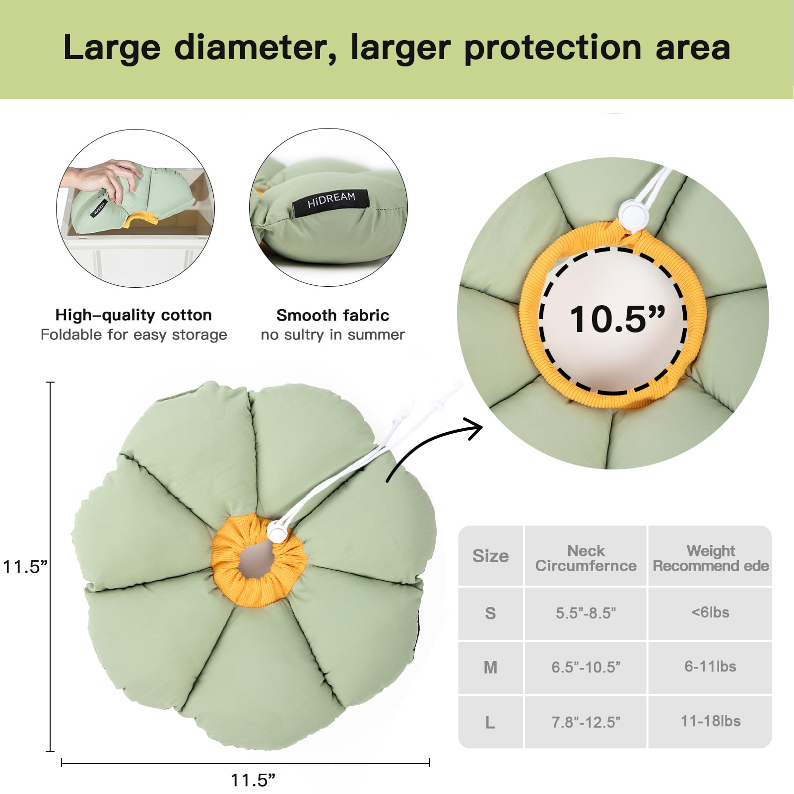 H HIDREAM soft-material surface protects fur and furniture during recovery.