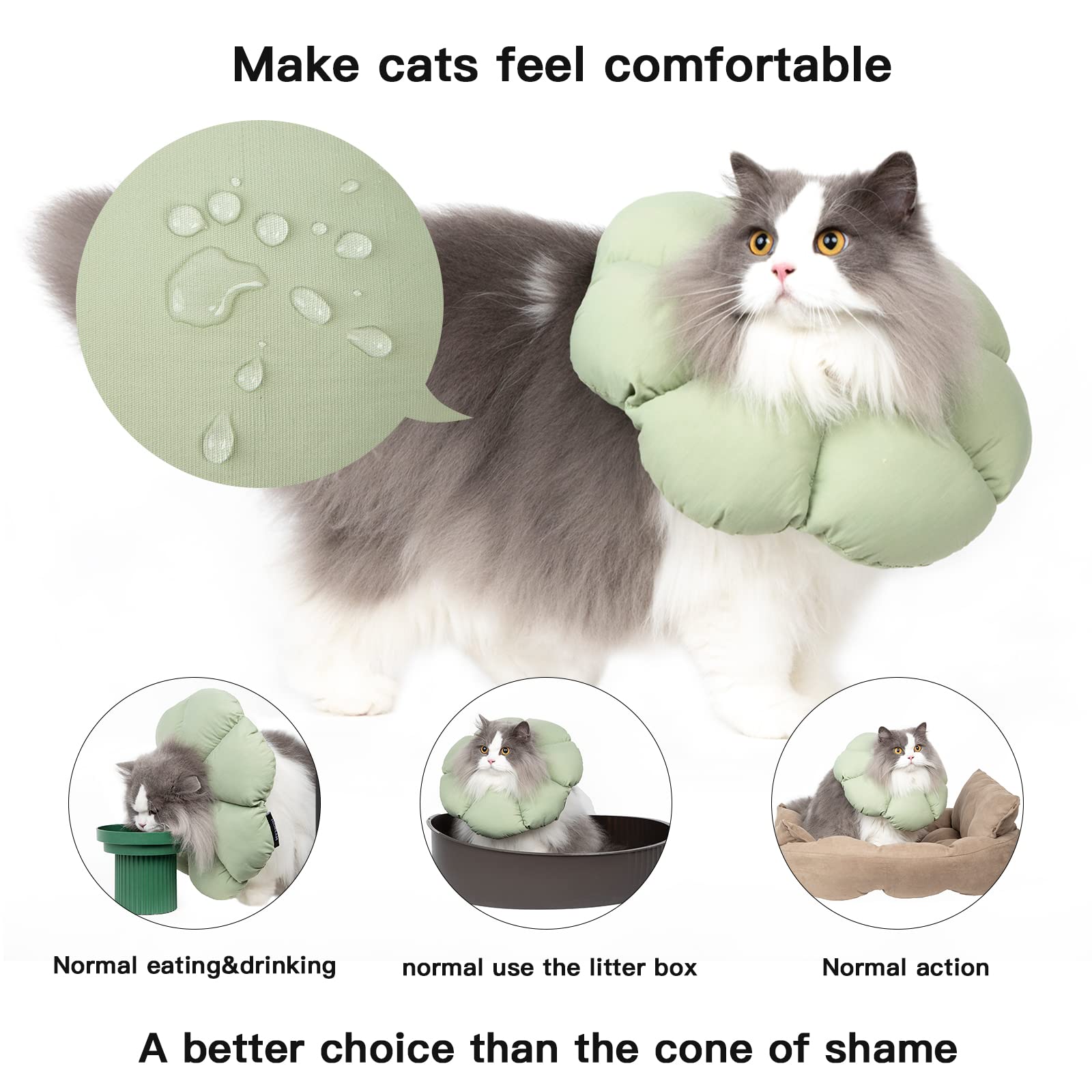 H HIDREAM cat cone collar soft waterproof material close-up for comfortable wear