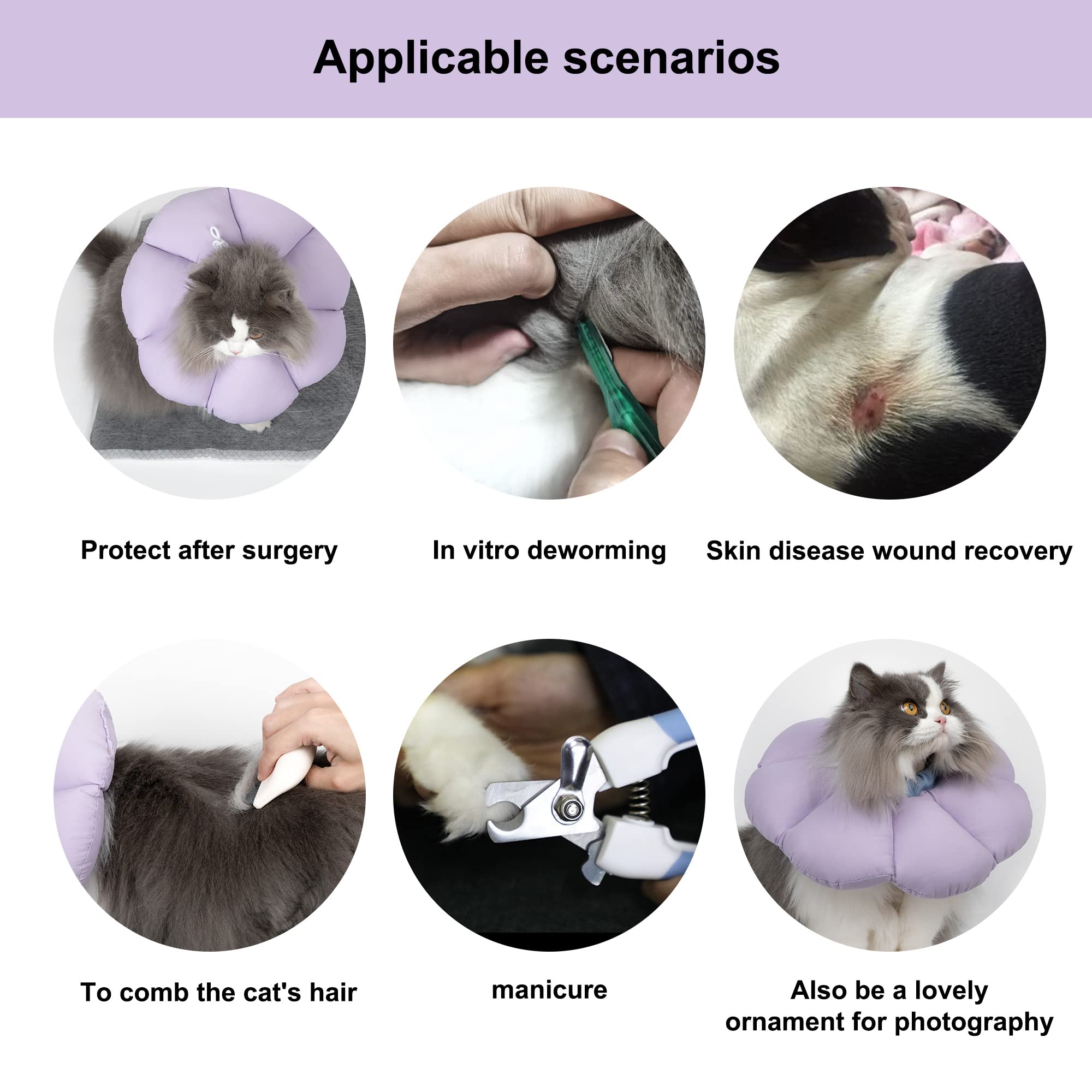 H HIDREAM cat cone collar wider diameter helps reduce licking temptation.