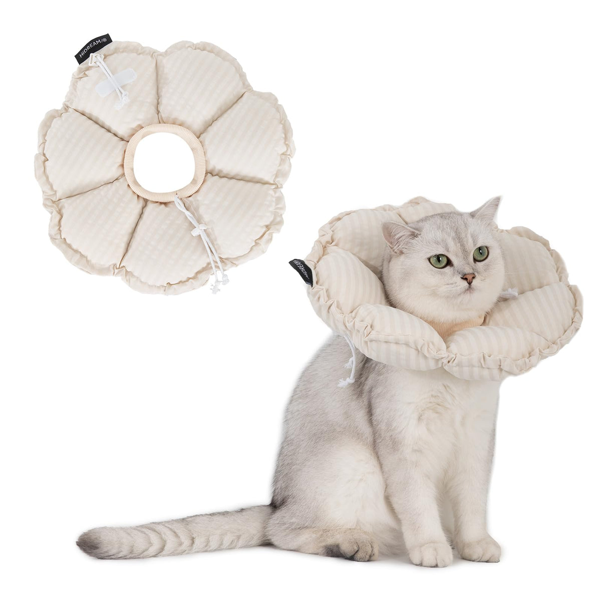 HIDREAM Soft Cat Cone Collar front view shows gentle wound protection and food access