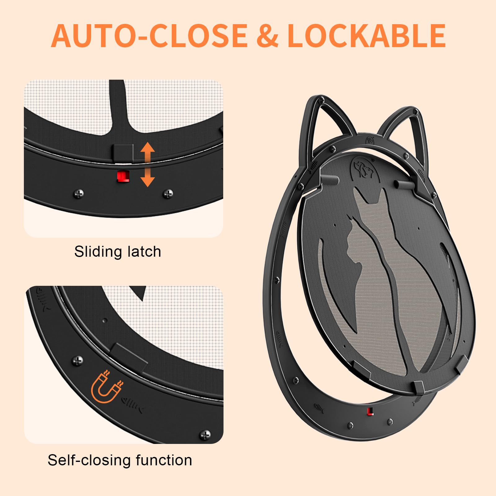 HIDROSIL magnetic flap on the cat door seals securely for controlled passage