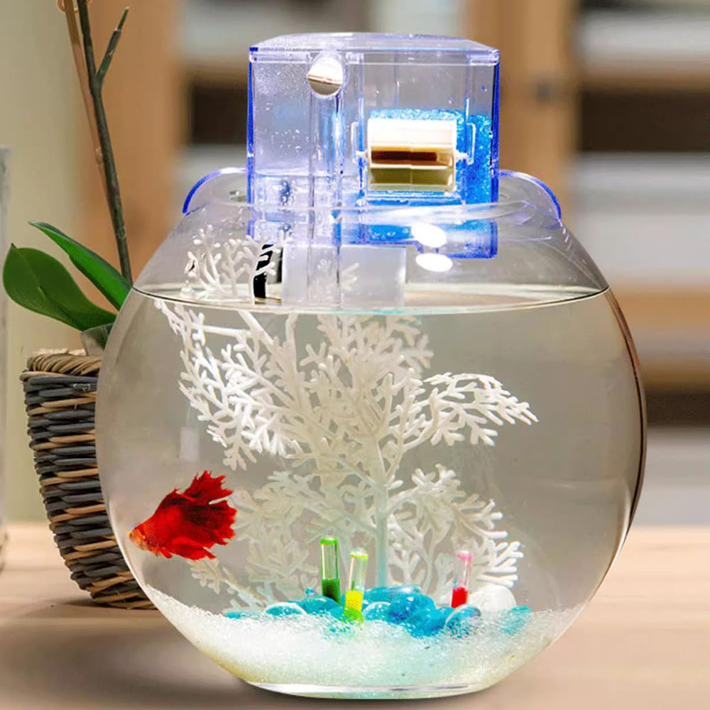 HIERYAN circular tank filter with curved design for stable hang-on setup in small aquariums.