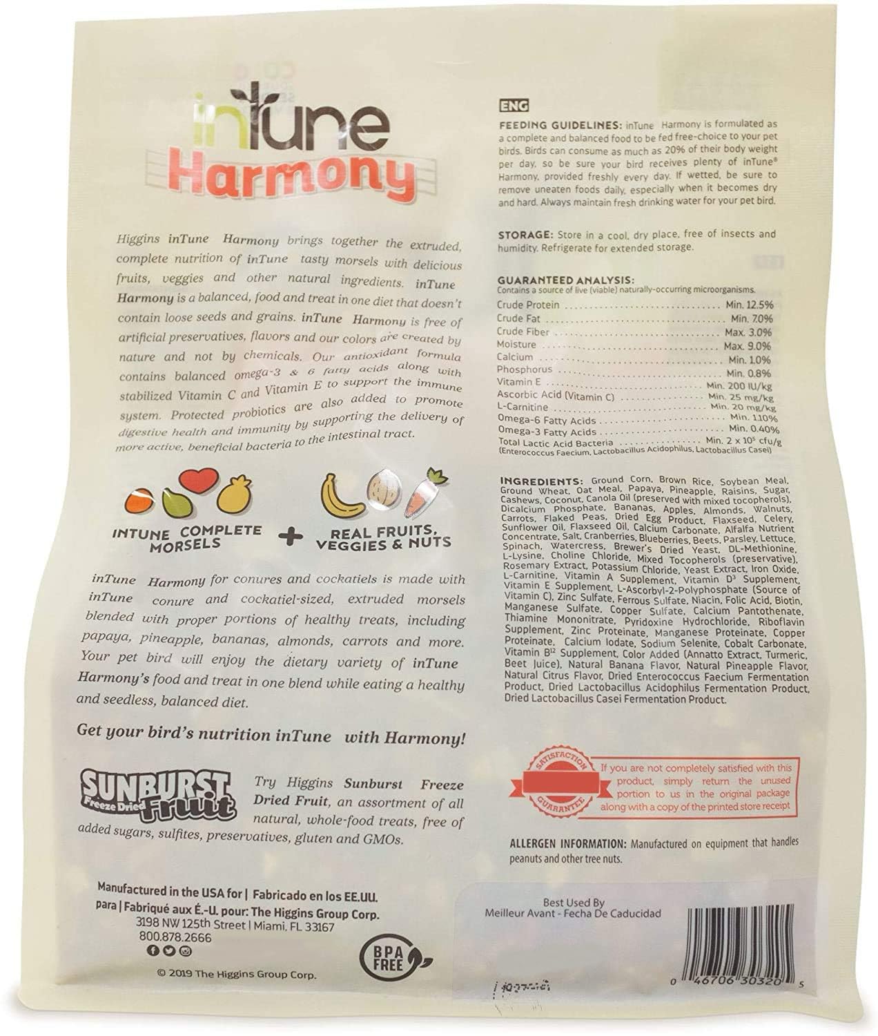 Intune Harmony mix pouring into dish, ideal for cockatiels and lovebirds.