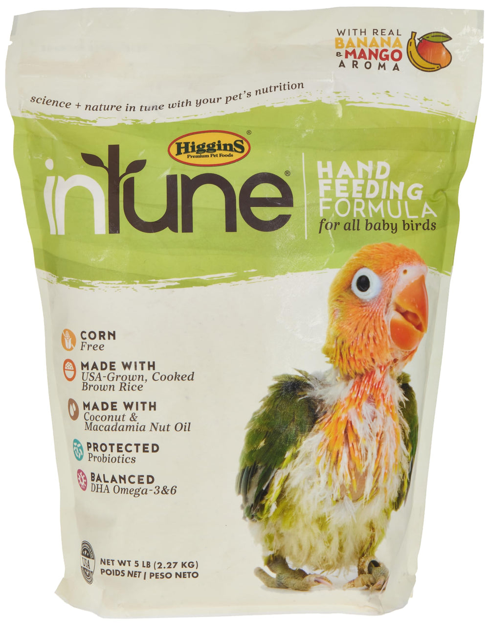 Higgins Intune natural hand-feeding bird food in 5 lb bag with added vitamins