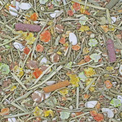 Close-up of Higgins Sunburst Rabbit Food showing premium ingredients and fortified vitamins.