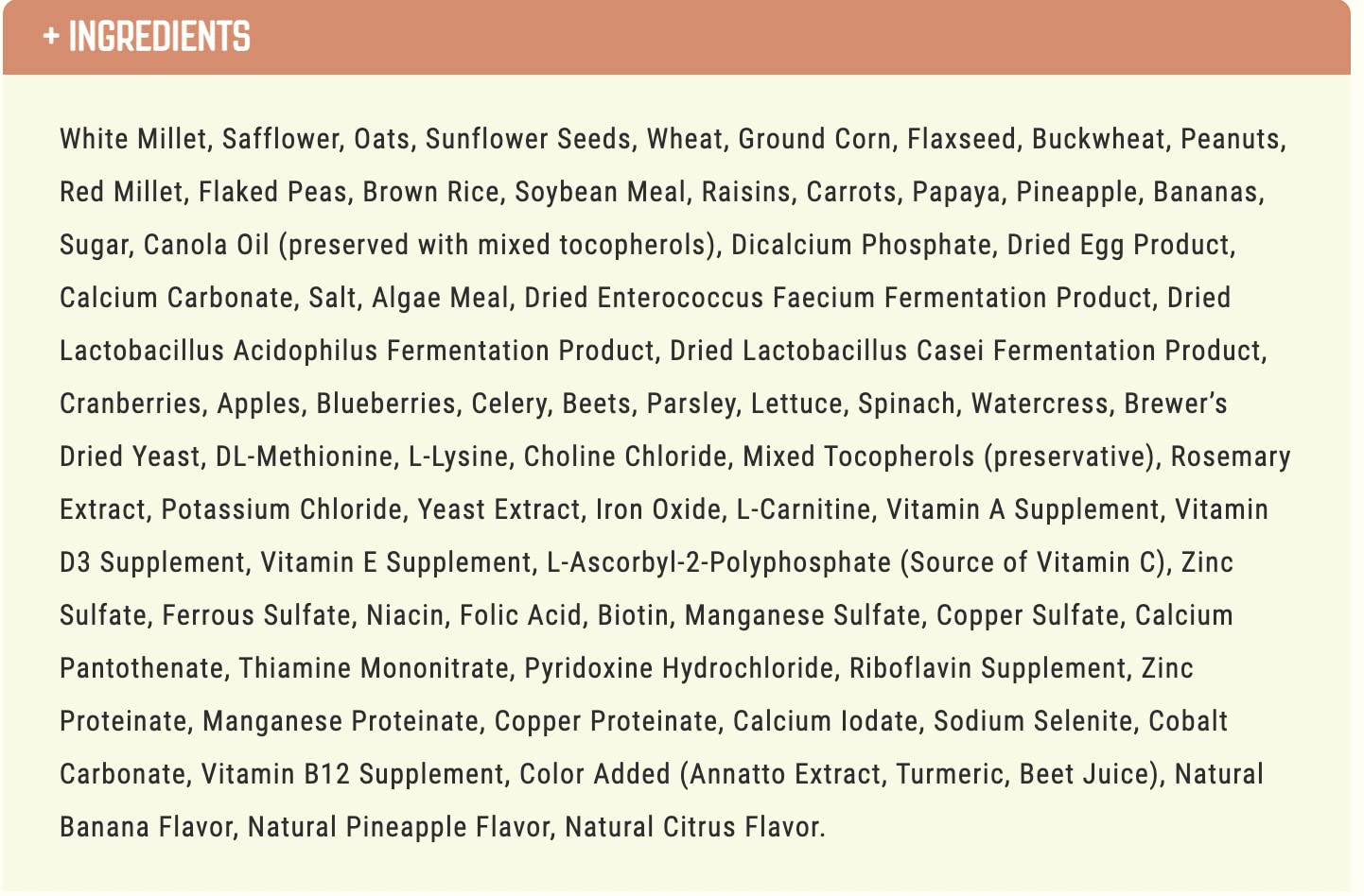 Higgins Vita Seed DHA omega-3/6 illustration emphasizes antioxidants and bird vitality