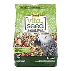 Higgins Vita Seed Natural parrot food bag showing a varied mix for balanced nutrition and digestive support