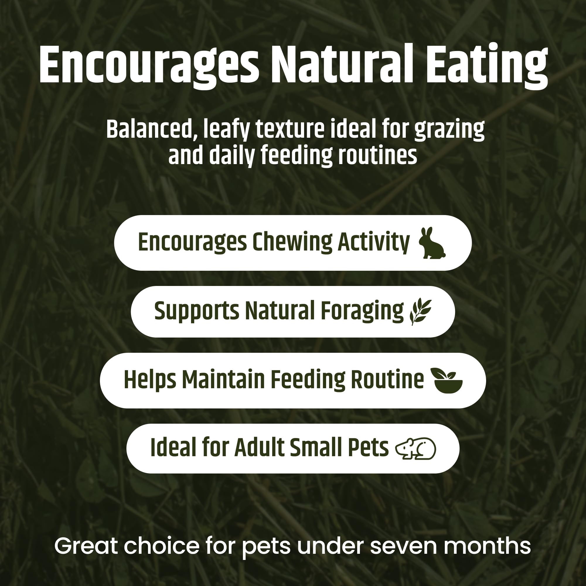 Natural fiber aids a consistent grazing routine for small herbivores
