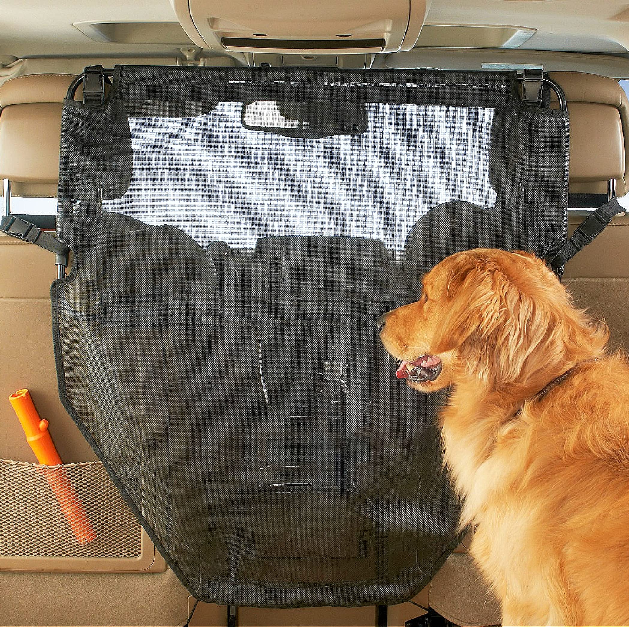 High Road barrier top panel stays upright, keeping the back seat secure for medium to large dogs.