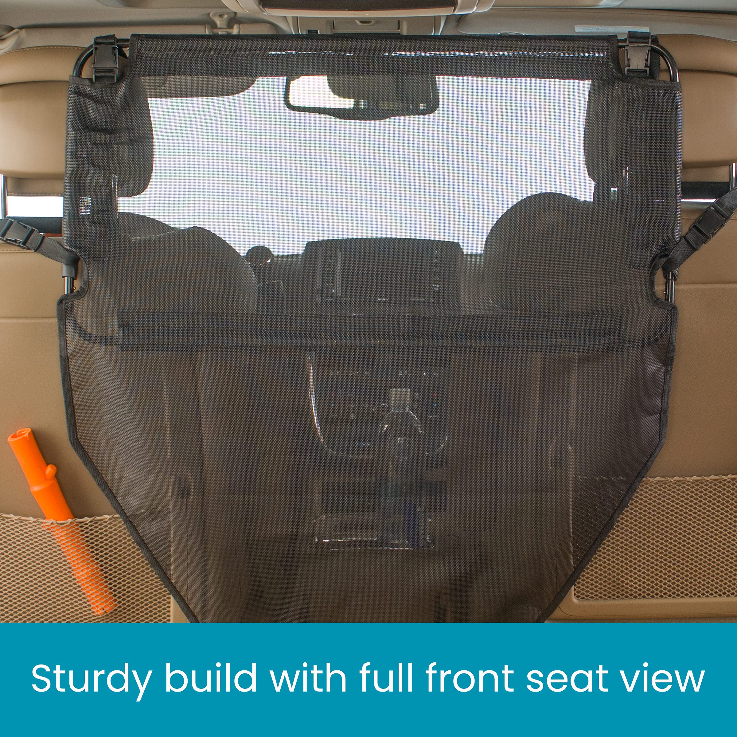 High Road universal-fit barrier fits most cars, SUVs, and trucks without crowding back seat entry.