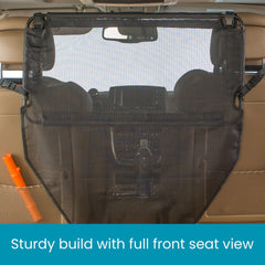 High Road universal-fit barrier fits most cars, SUVs, and trucks without crowding back seat entry.