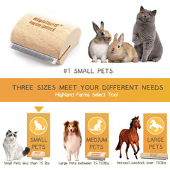 Highland Farms Select deshedding tool for cats gently lifts loose fur.