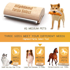 Highland Farms Select deshedding tool for cats minimizes shedding indoors.
