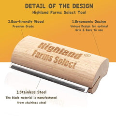 Highland Farms Select wood grooming brush for horses helps remove dirt.
