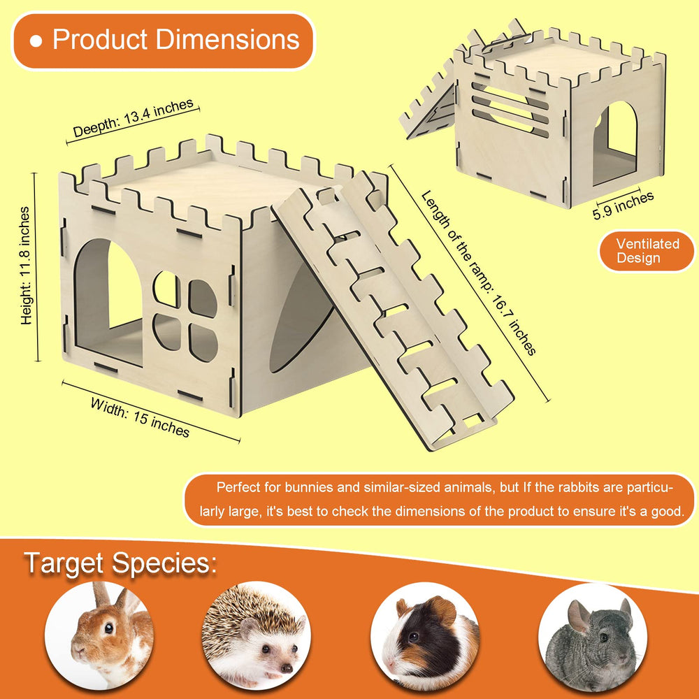 HIIMALEX extra large bunny castle hideout side view, sturdy frame for durable indoor use.