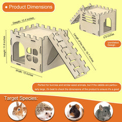 HIIMALEX extra large bunny castle hideout side view, sturdy frame for durable indoor use.