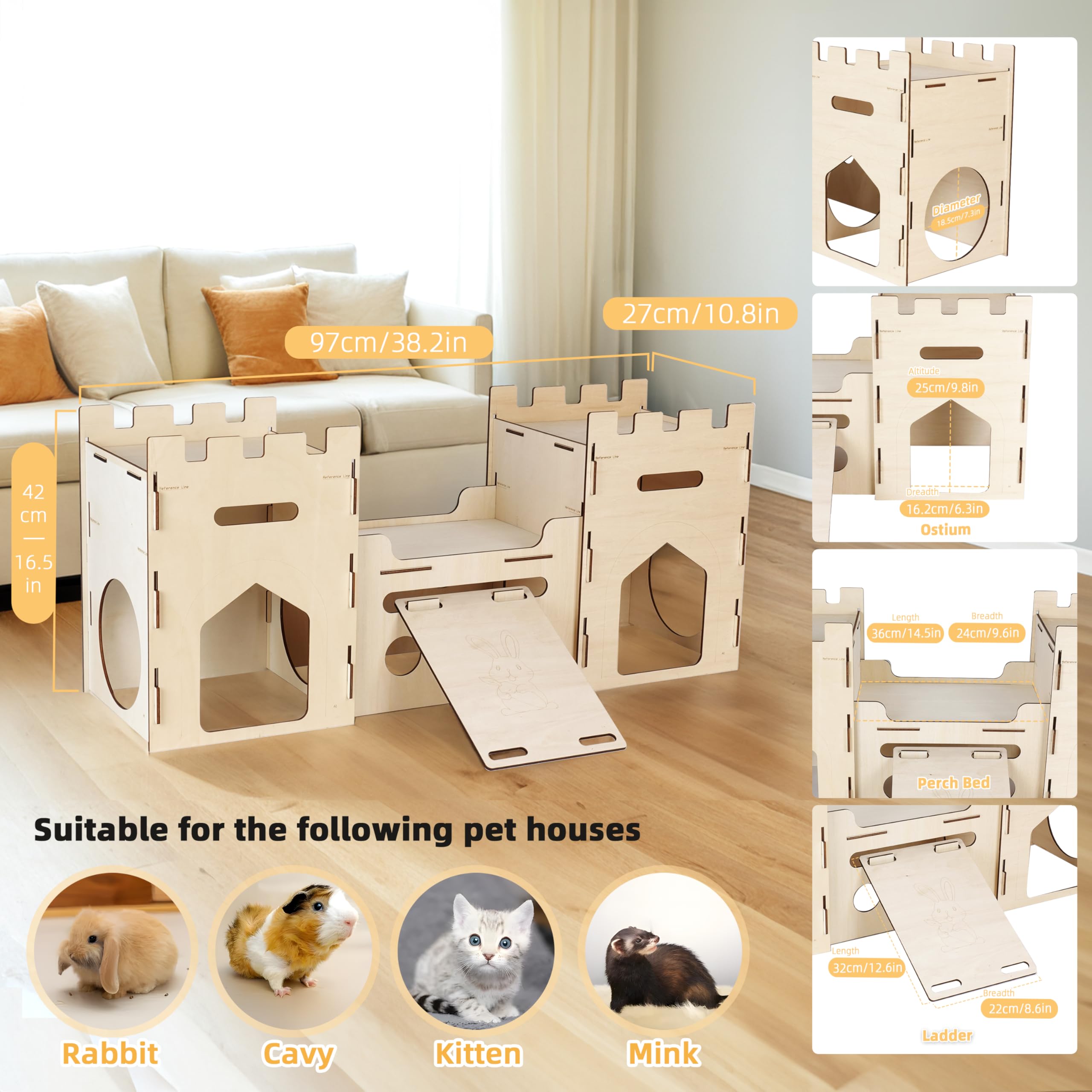 HIIMALEX Bunny Castle ventilation corners promote fresh air and comfort.
