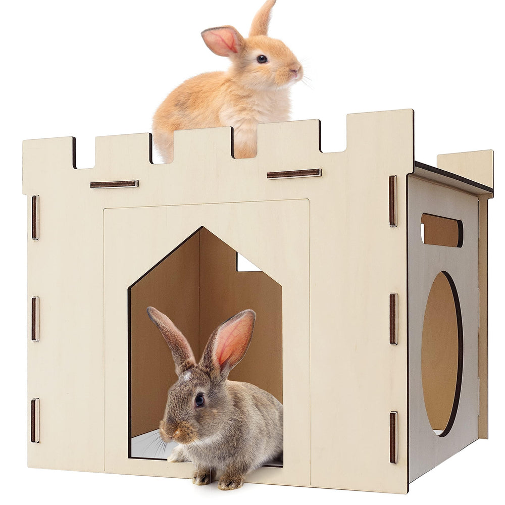 HIIMALEX bunny house castle provides a spacious hideout for rabbits and small pets.
