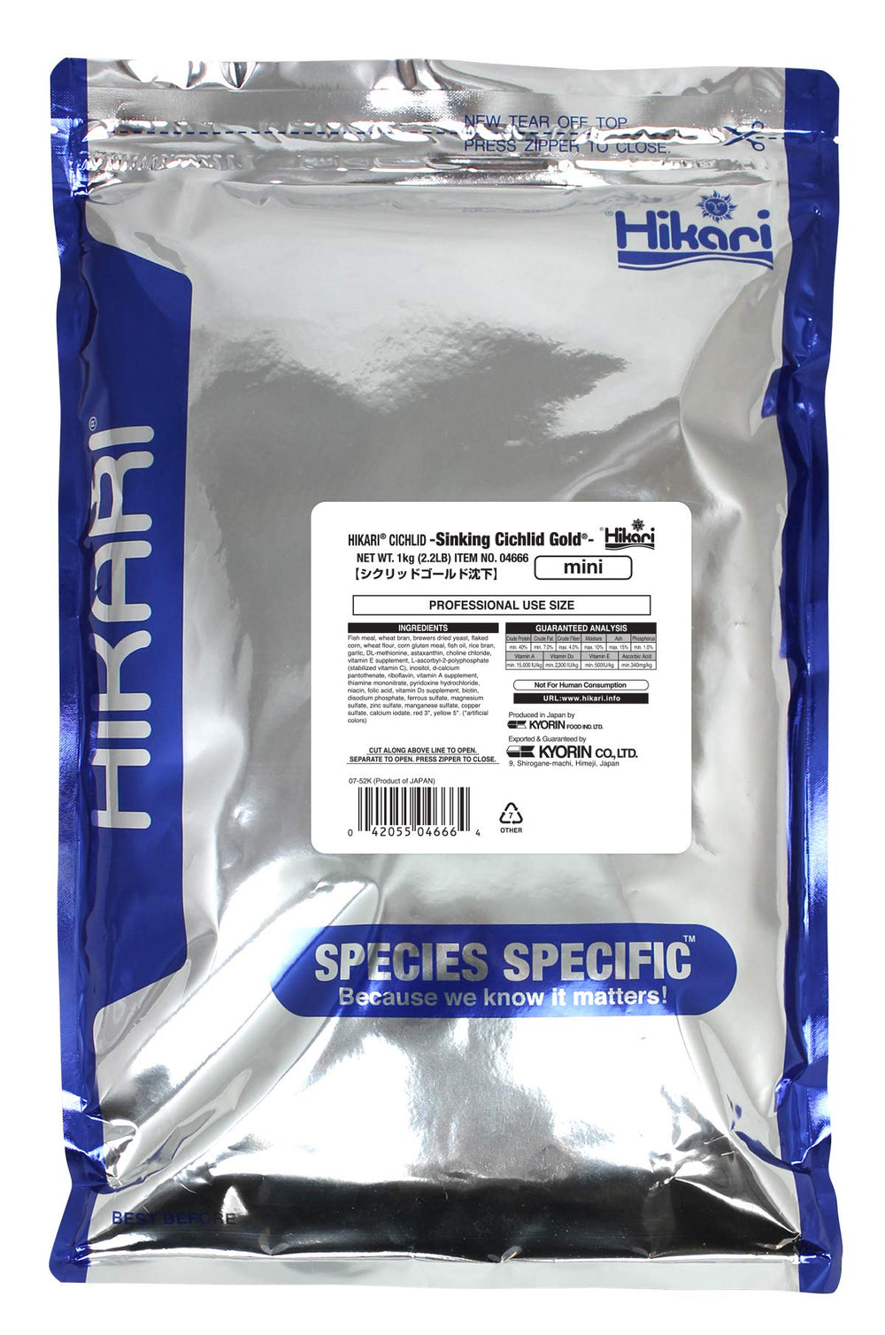 Hikari mini packaging with sinking pellets for vibrant color