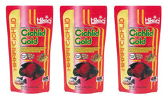 Hikari Cichlid Gold floating pellets for large cichlids, ideal for surface feeding and observing intake.