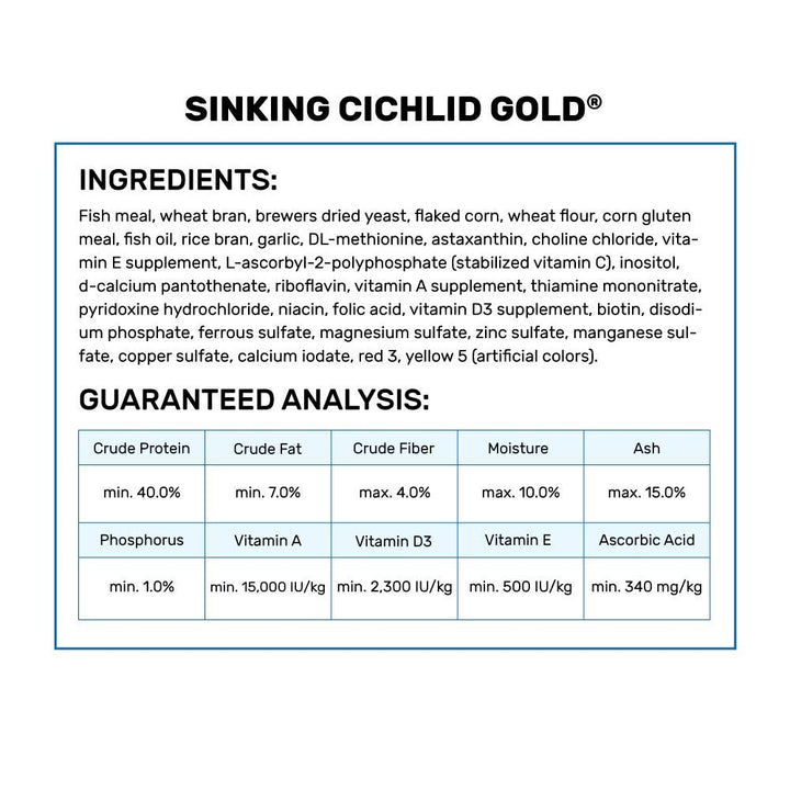 Hikari Cichlid Gold color-boost formula enhances natural hues in fish.