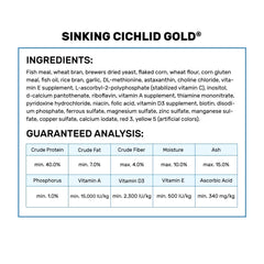 Hikari Cichlid Gold color-boost formula enhances natural hues in fish.