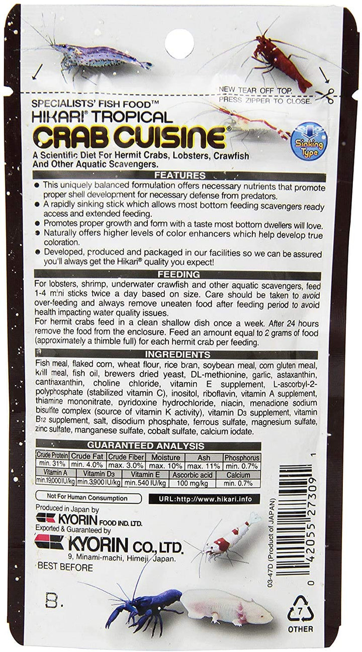Hikari Crab Cuisine balanced nutrition stick ideal for bottom-dweller meals.