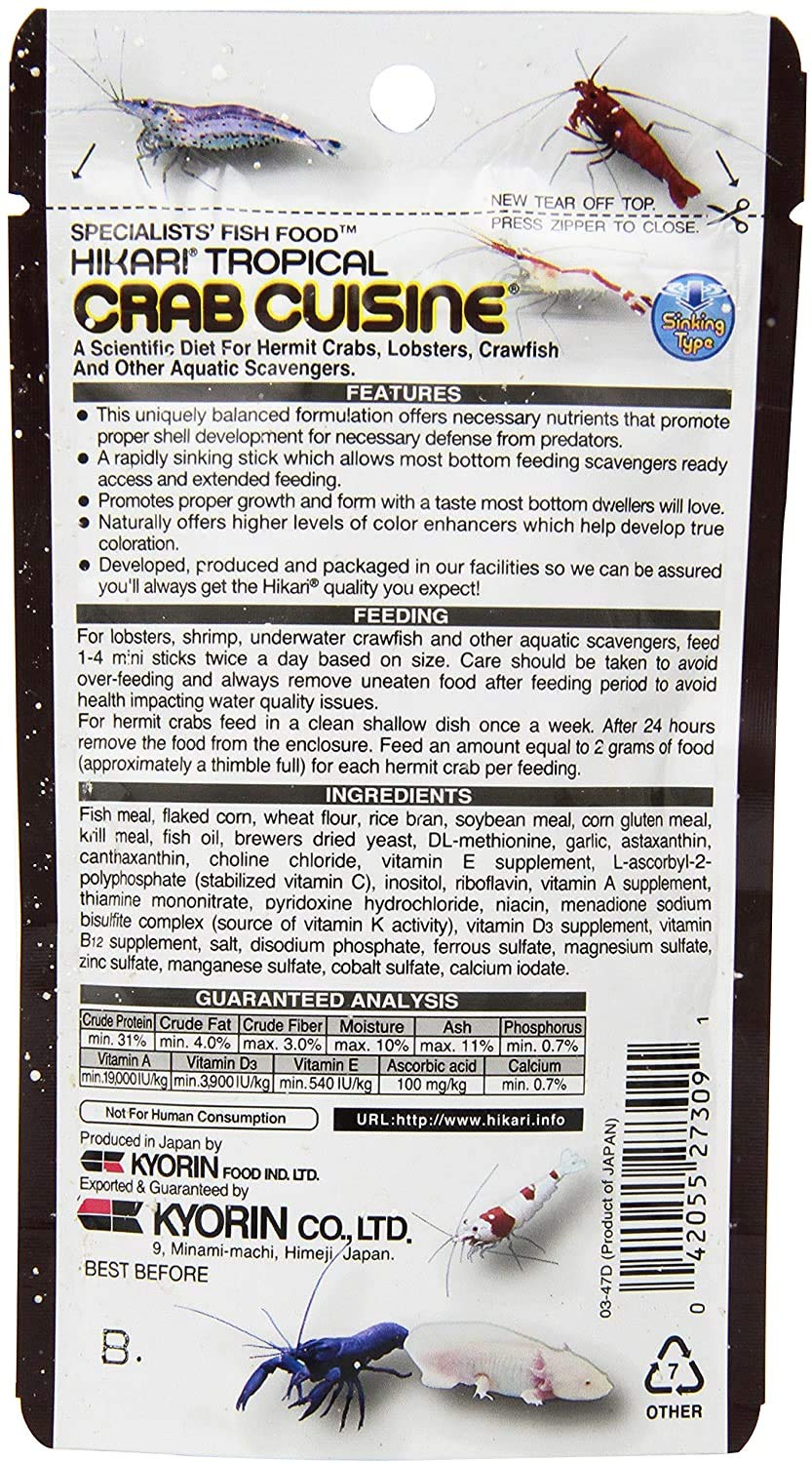 Hikari Crab Cuisine balanced nutrition stick ideal for bottom-dweller meals.