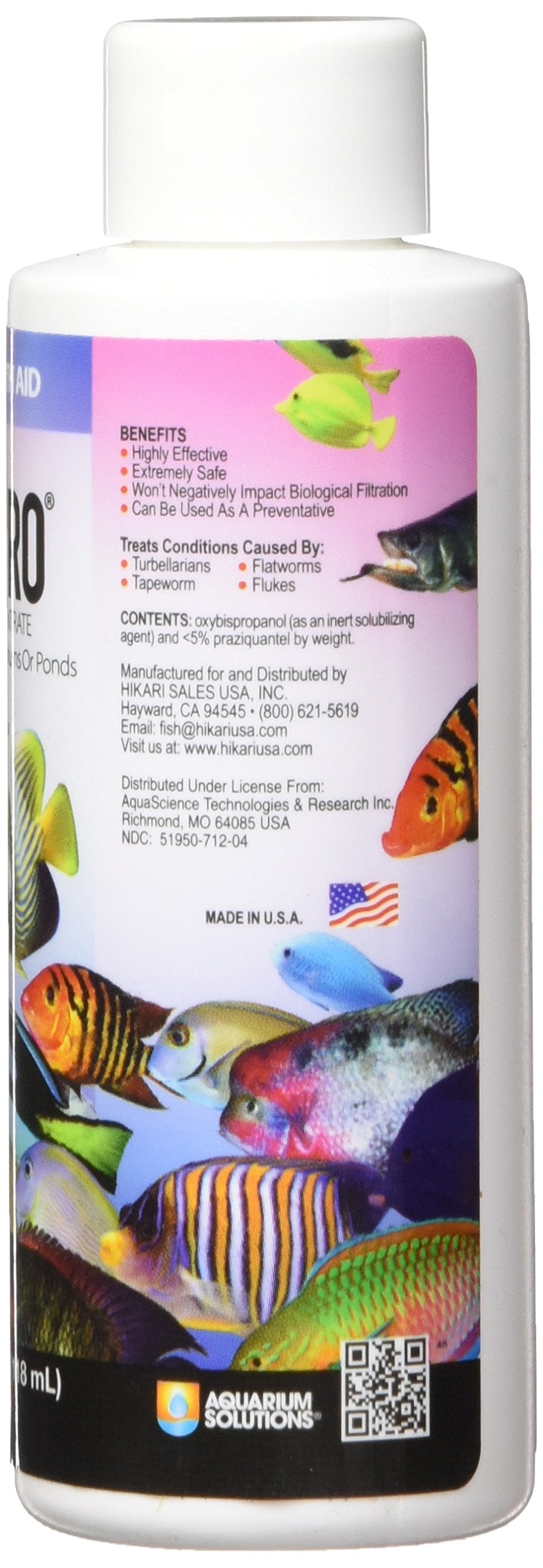 Hikari Prazipro 4oz bottle label detail highlighting ingredients and weight