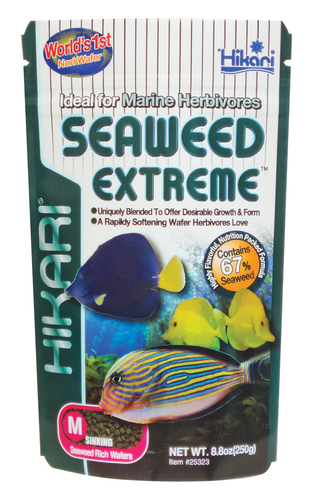 Hikari Seaweed Extreme wafers attract herbivorous fish with a rich aromatic scent