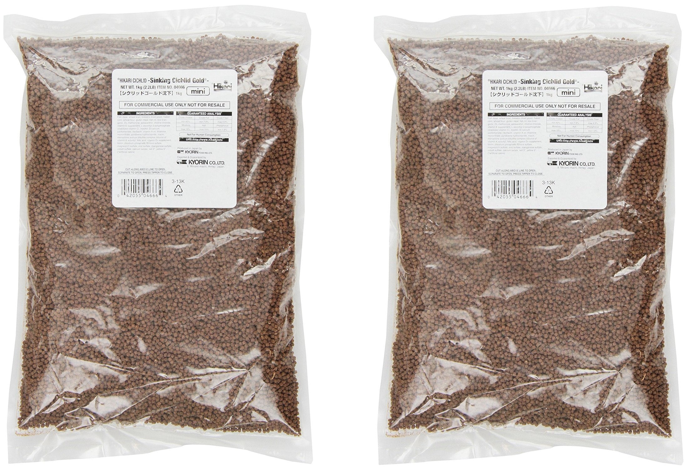 Hikari sinking cichlid gold pellets bag showing color enhancement for larger tropical fish