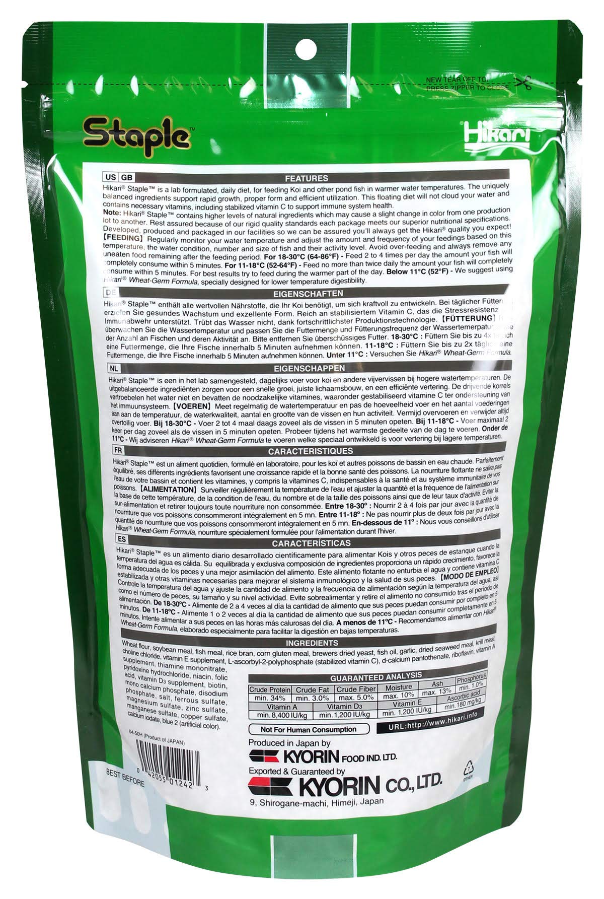Close-up of Hikari Staple mini-pellets ready for feeding