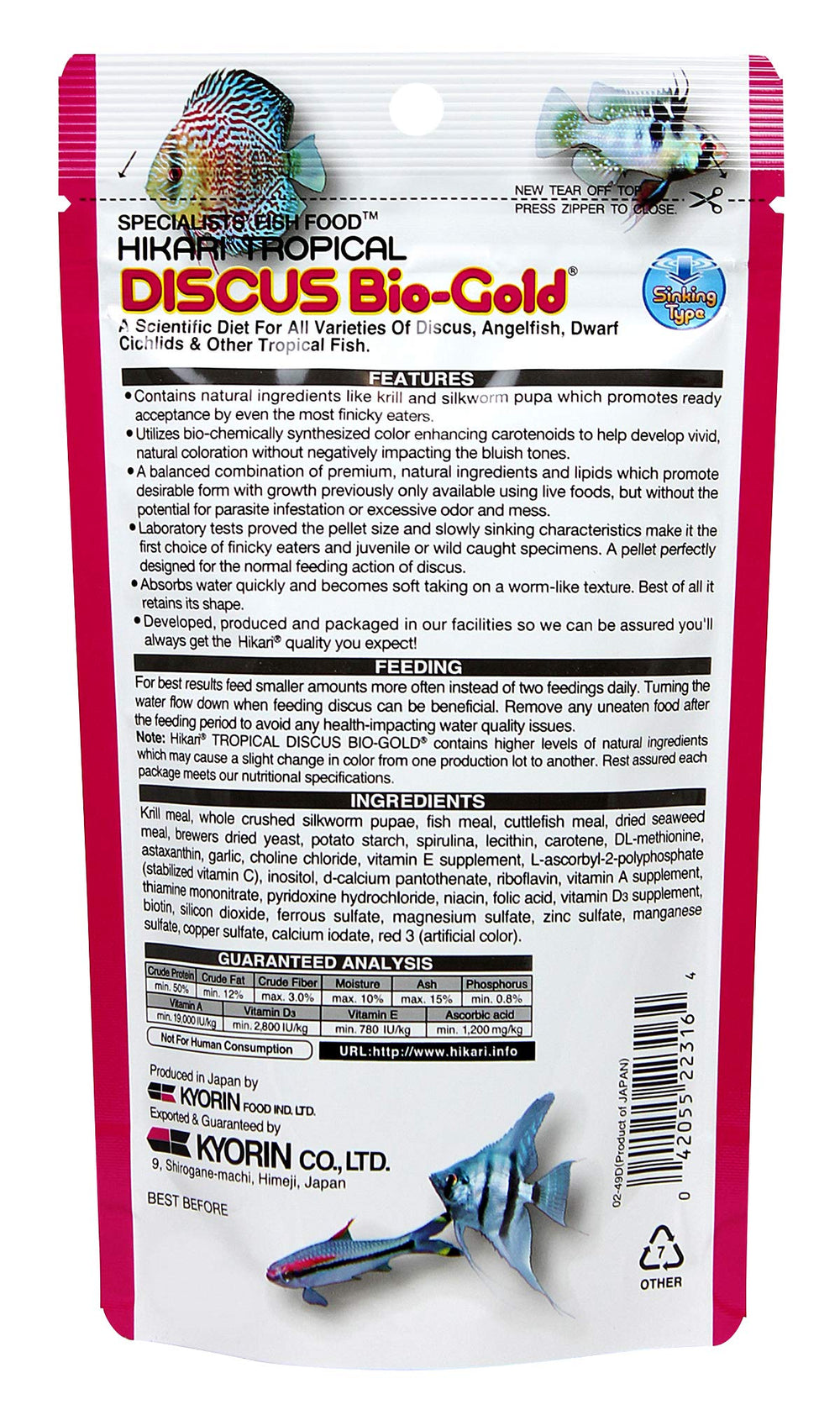 Hikari Tropical Discus Bio-Gold bottle front showing packaging and branding for trusted nutrition