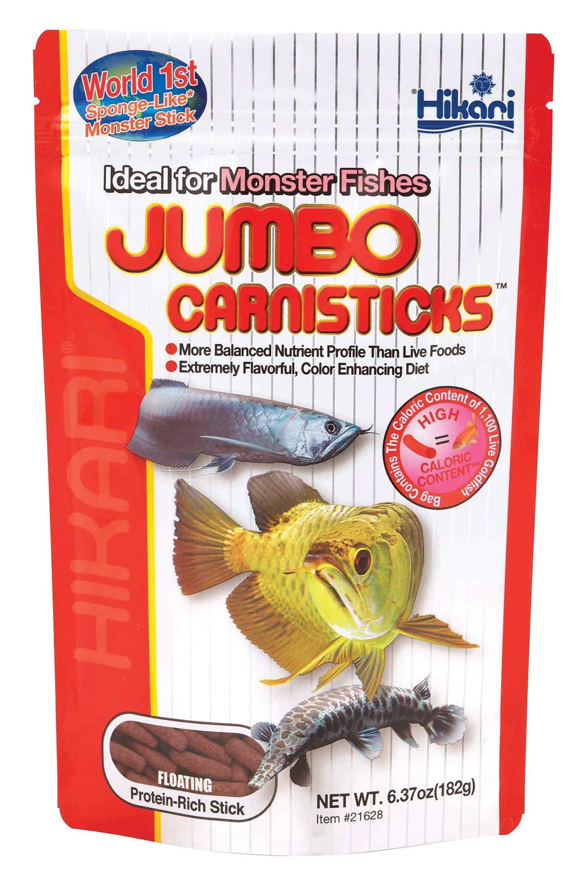 Hikari Tropical Jumbo Carnisticks bottle view showing convenient daily feeding option.