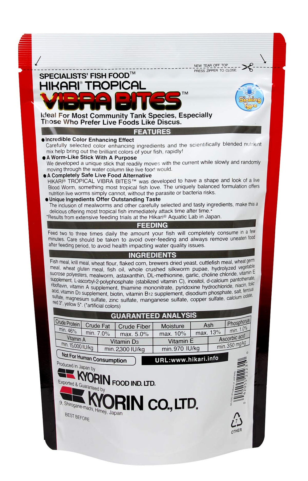Hikari Vibra Bites color-brightening formula for vibrant fish colors
