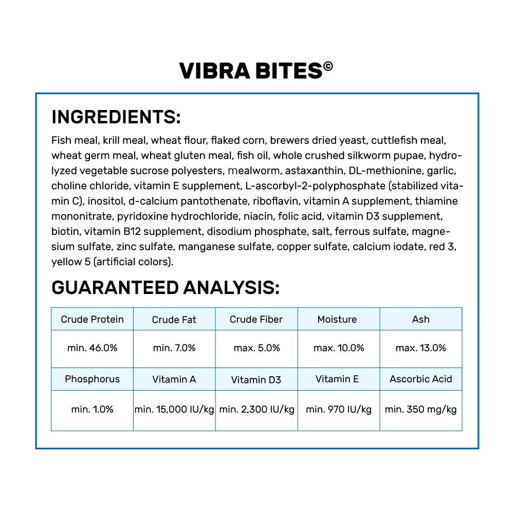 Hikari Vibra Bites with mealworms ingredient appeals to tropical fish