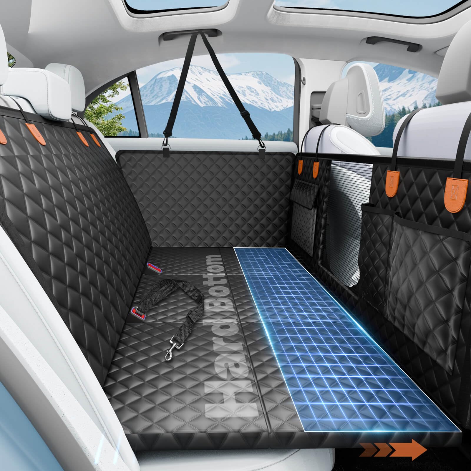 HikeSeptPals dog seat cover provides full back-seat protection for secure rides