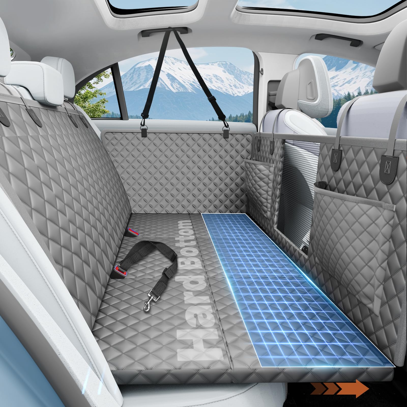 HikeSeptPals dog seat cover with hard bottom for stable backseat protection and larger dogs