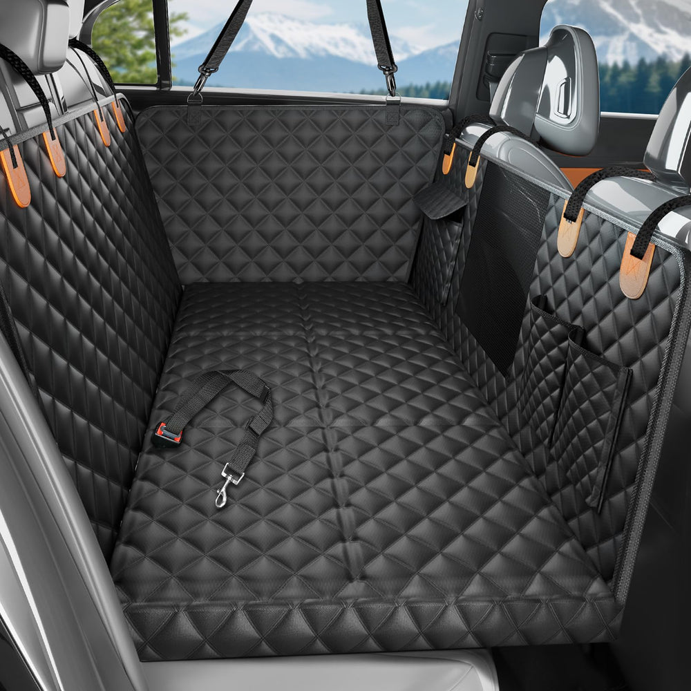 HikeSeptPals ultra thick back-seat cover with hard bottom protects upholstery during rough rides.