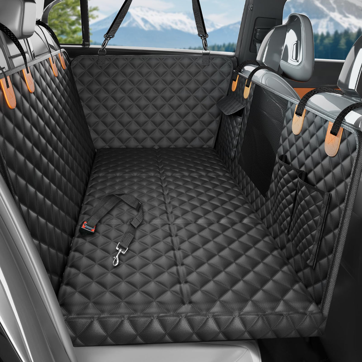 HikeSeptPals ultra thick back-seat cover with hard bottom protects upholstery during rough rides.