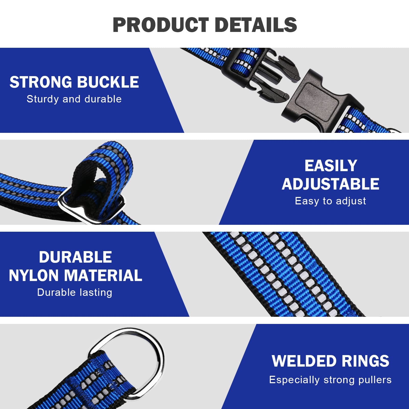 Hikiko blue collar featuring adjustable fit to prevent escapes