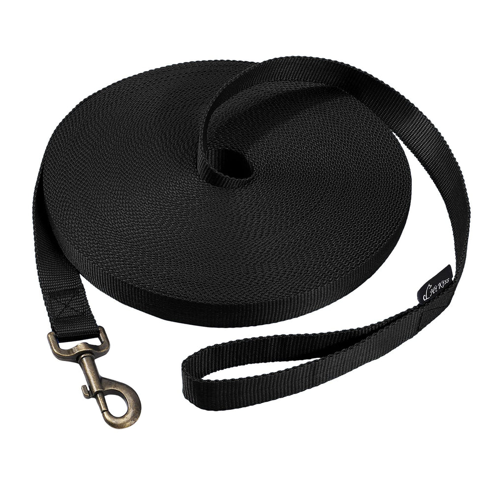 Hi Kiss hikiss long dog leash 15ft setup for controlled recalls during neighborhood walks.