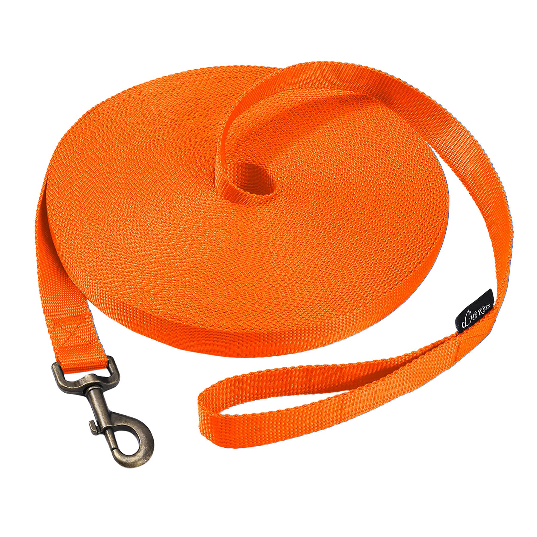 Hi Kiss HIKISS long dog leash 50ft extended view highlights reach for recall training.
